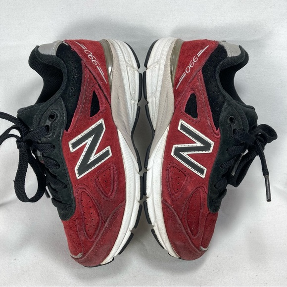 New Balance 990v4 Sneakers Kids Shoes Red Suede Athletic Running Shoes - Picture 6 of 10